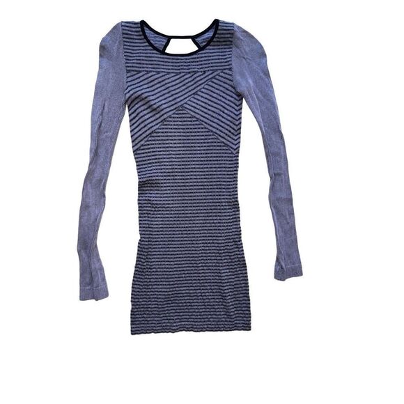 Free People Intimately Purple/Black Stripe Longsleeve BodyCon Dress XS/S - Picture 1 of 6